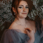 Scalloped CZ Wedding Necklace and Earrings - Necklace Set - Cassandra Lynne