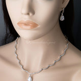 Scalloped CZ Wedding Necklace and Earrings - Necklace Set - Cassandra Lynne