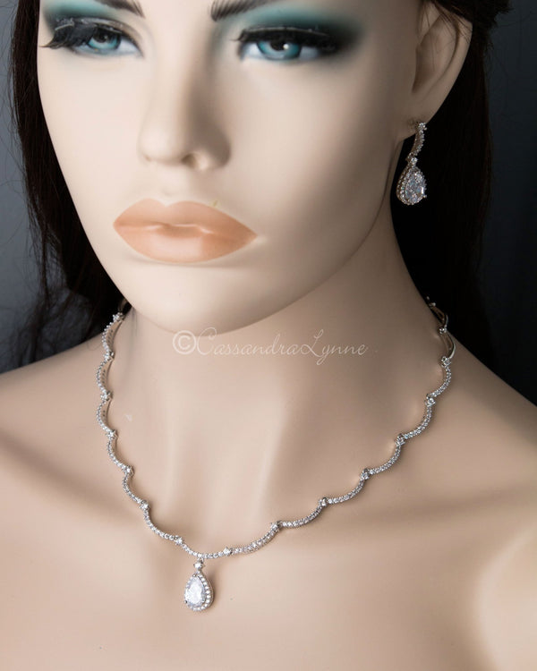 CZ Diamonds Silver Necklace Earrings Set | Pink Bridal Necklace Indian | Bridal  necklace indian, Indian jewelry sets, Silver diamond necklace