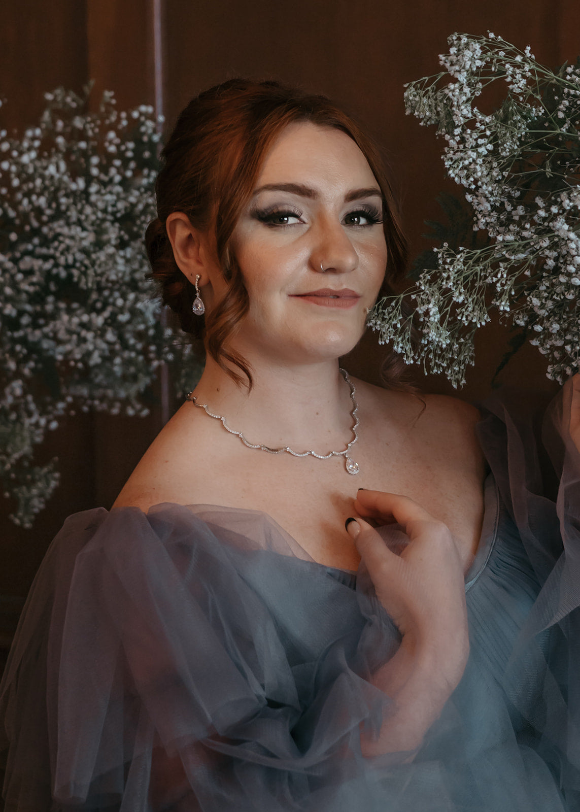 Scalloped CZ Wedding Necklace and Earrings - Cassandra Lynne