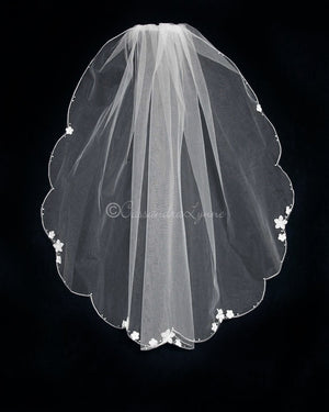 Scalloped Veil with Organza Flowers - Cassandra Lynne
