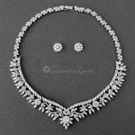 Scrolling Floral Cubic Zirconia Necklace Set - Necklace Set - Cassandra Lynne