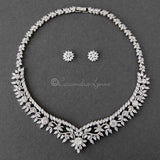 Scrolling Floral Cubic Zirconia Necklace Set - Necklace Set - Cassandra Lynne