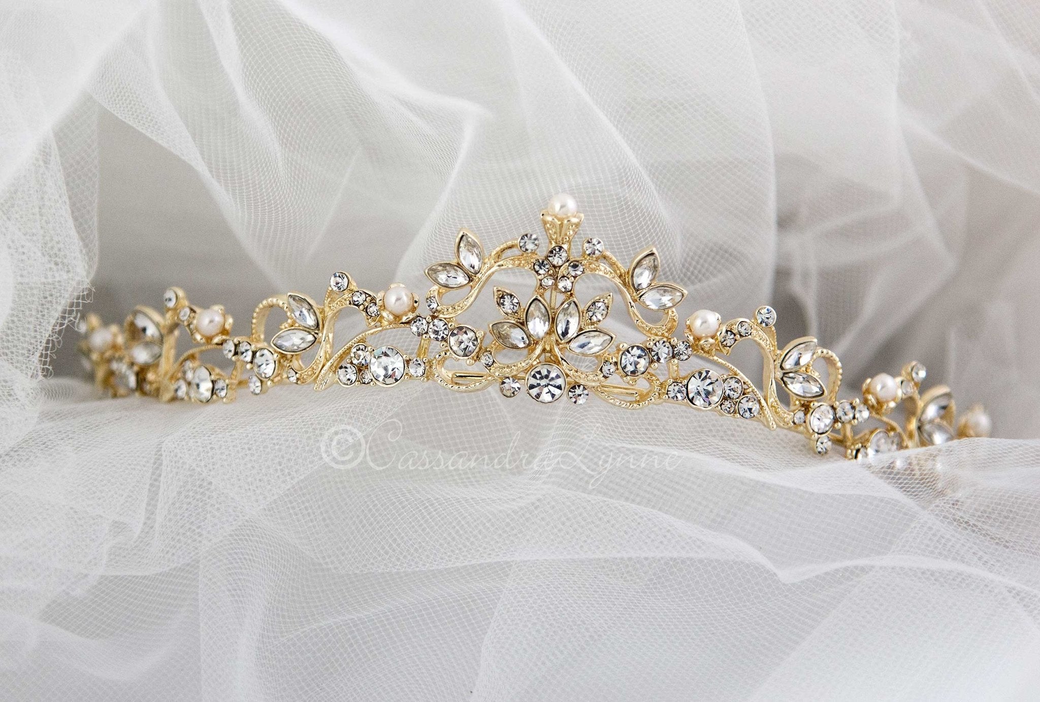Scrolling Petite Pearl Tiara - Tiara - Cassandra Lynne