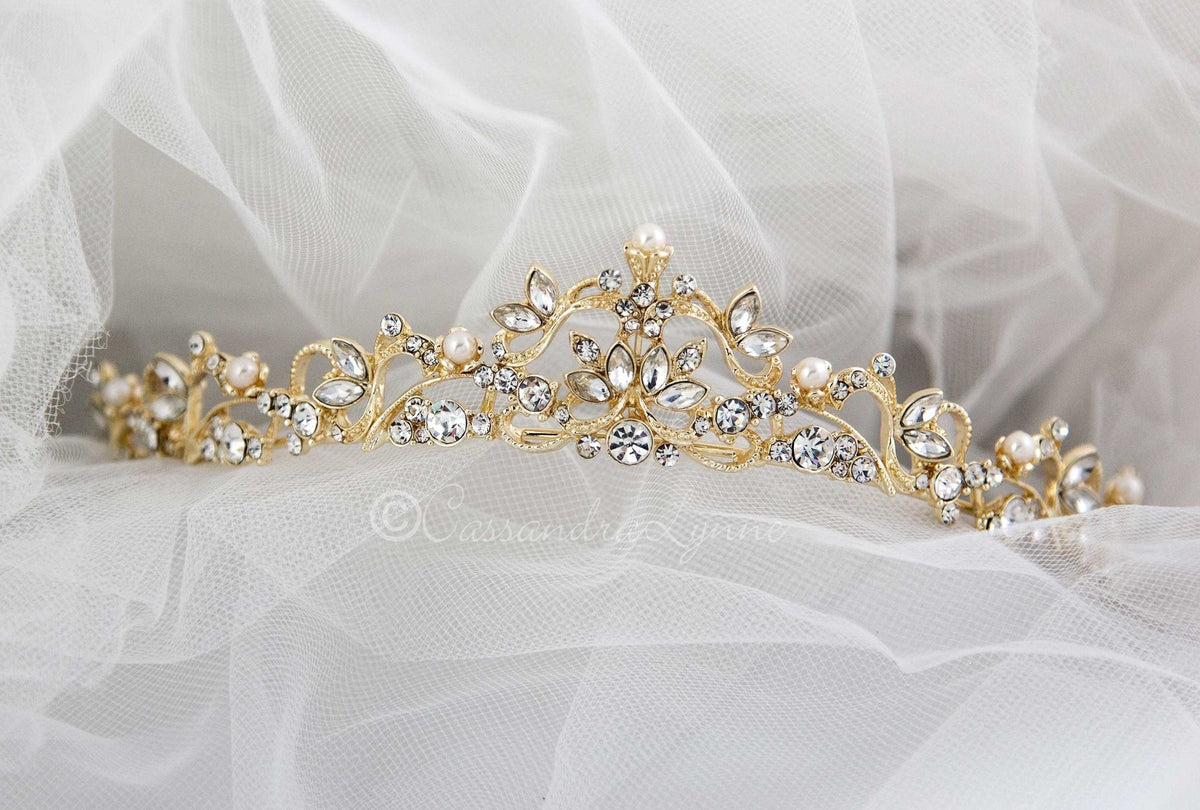 Scrolling Petite Pearl Tiara - Cassandra Lynne