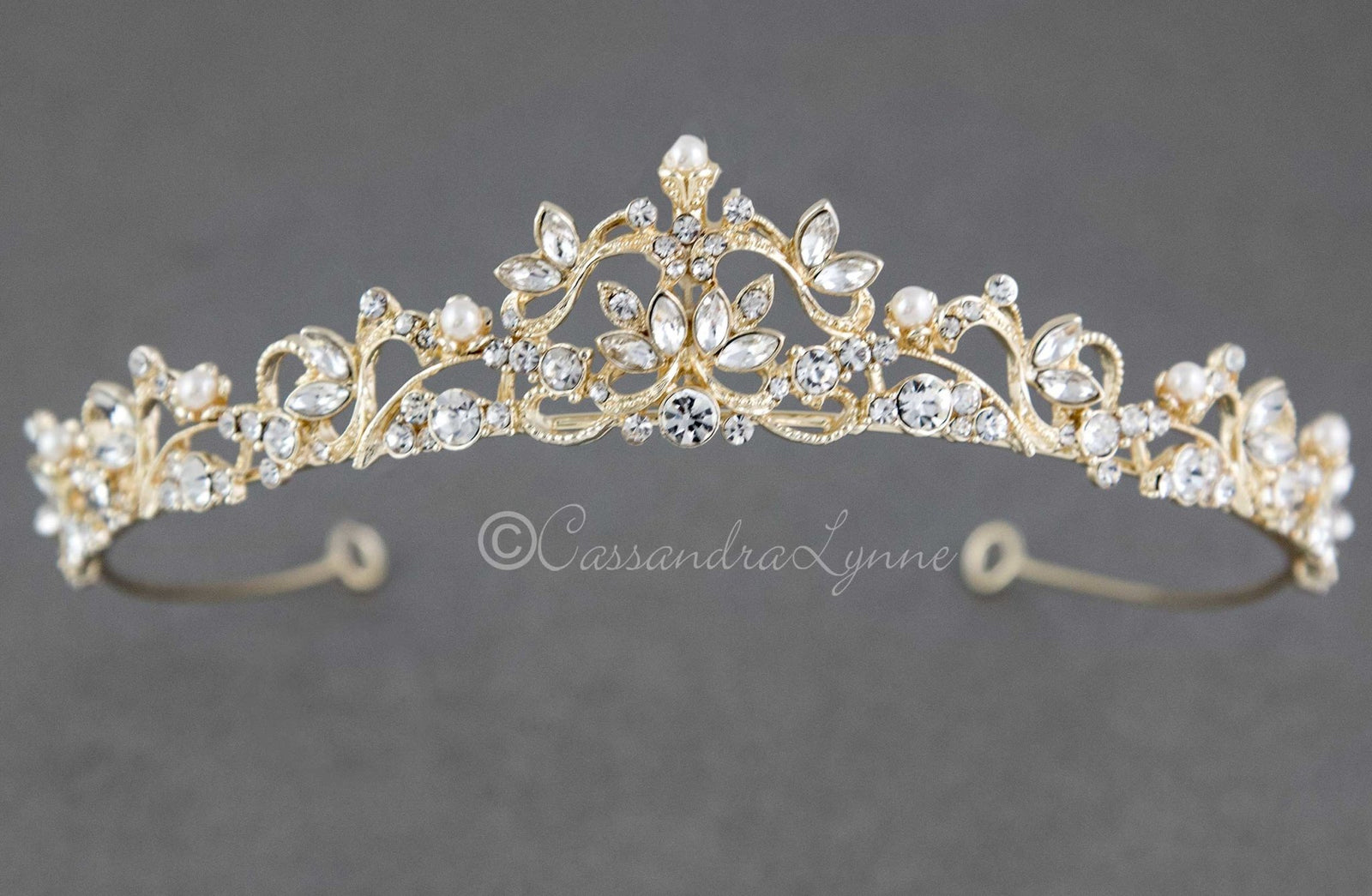 Scrolling Petite Pearl Tiara - Cassandra Lynne Scrolling Petite Pearl Tiara - Cassandra Lynne