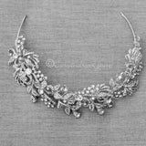 Scrolling Silver Crystal Bridal Headpiece - Headband - Cassandra Lynne