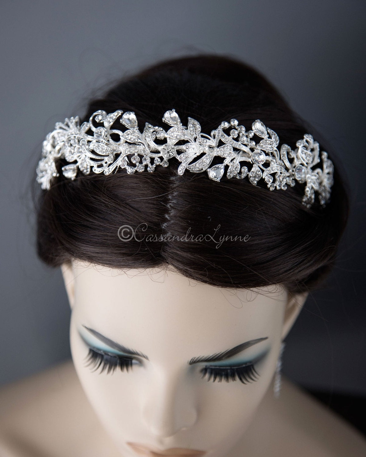 Scrolling Silver Crystal Bridal Headpiece - Headband - Cassandra Lynne