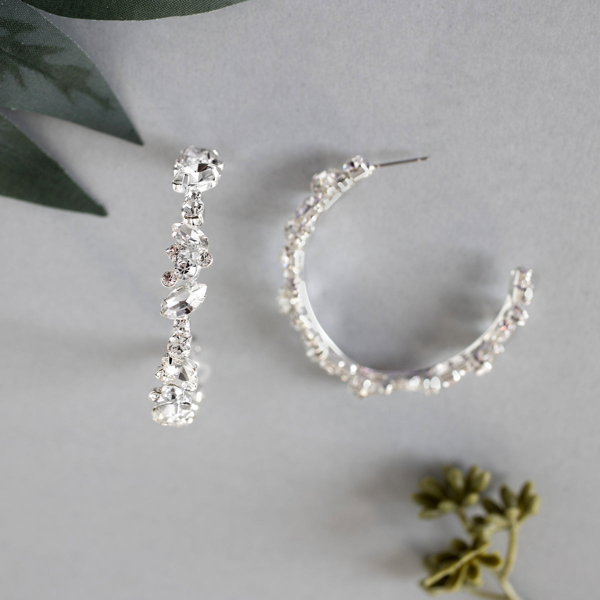 Crystal Pear and Flower Hoop Earrings - Cassandra Lynne