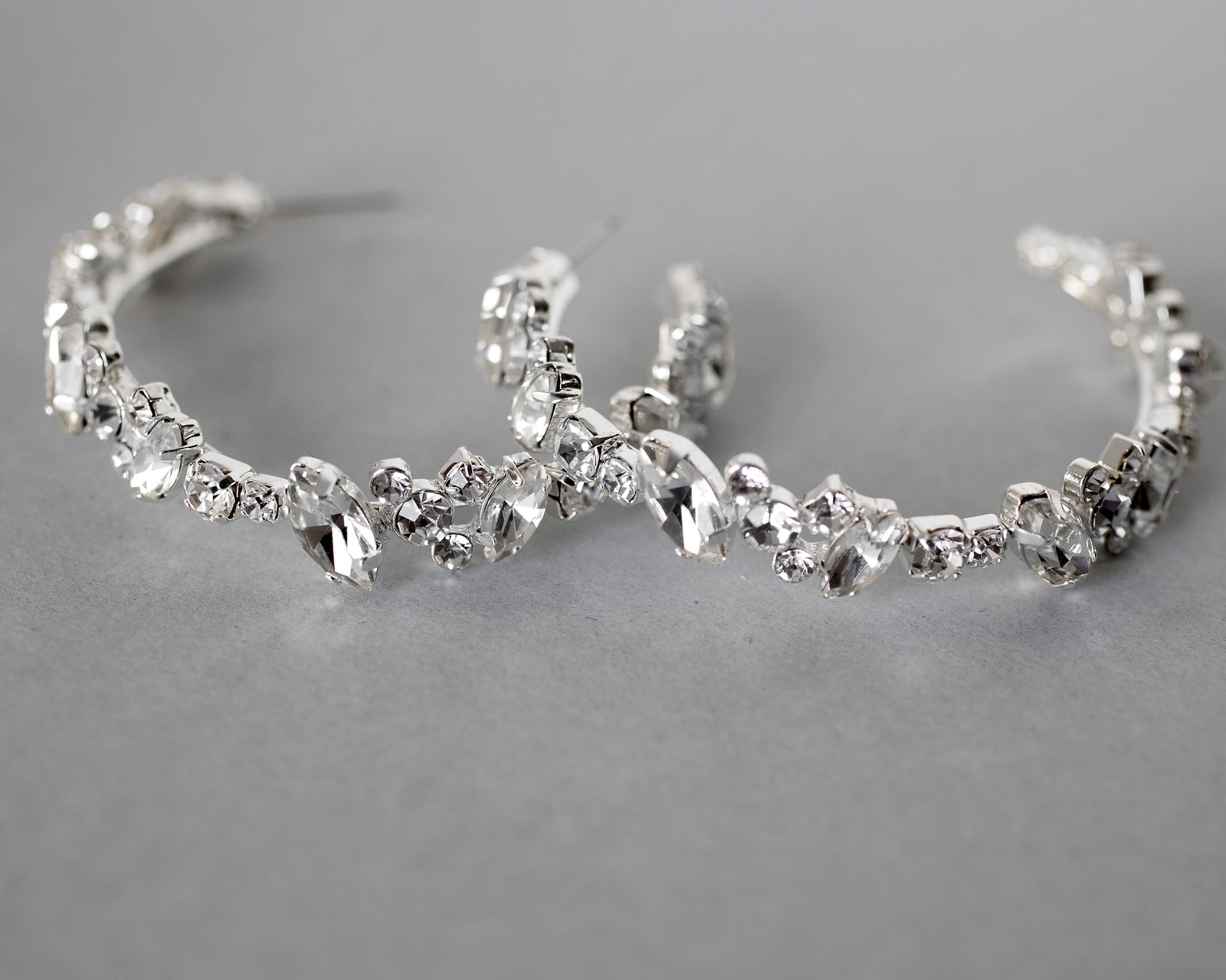 Crystal Pear and Flower Hoop Earrings - Cassandra Lynne