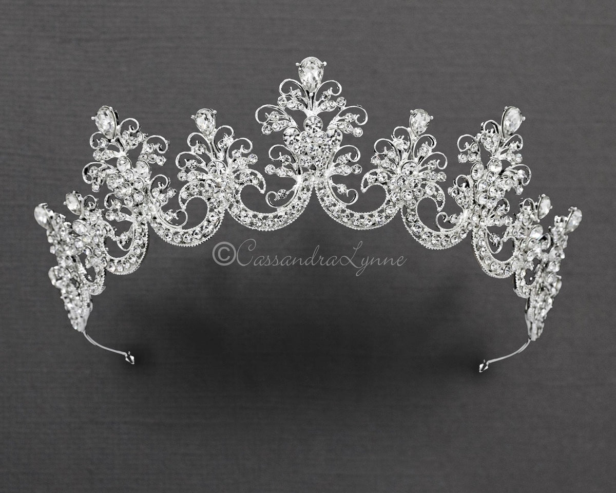 Silver Scalloped Bridal Crown - Tiara - Cassandra Lynne