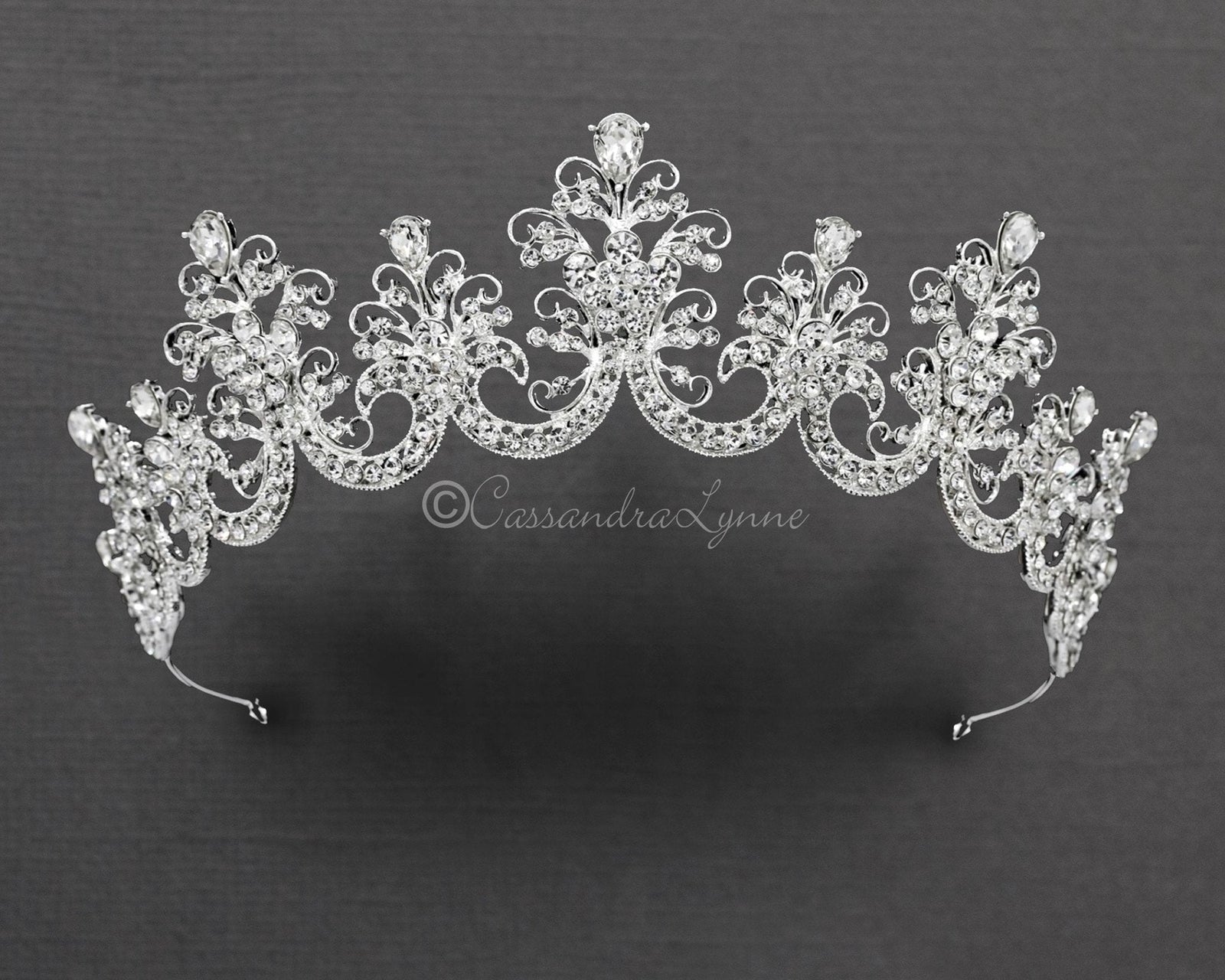Silver Scalloped Bridal Crown - Tiara - Cassandra Lynne