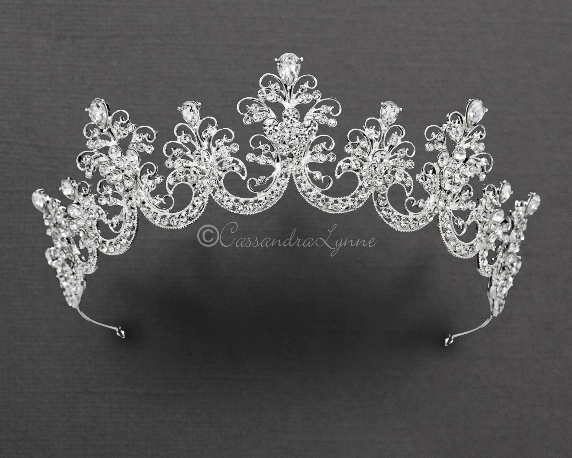 Silver Scalloped Bridal Crown - Tiara - Cassandra Lynne