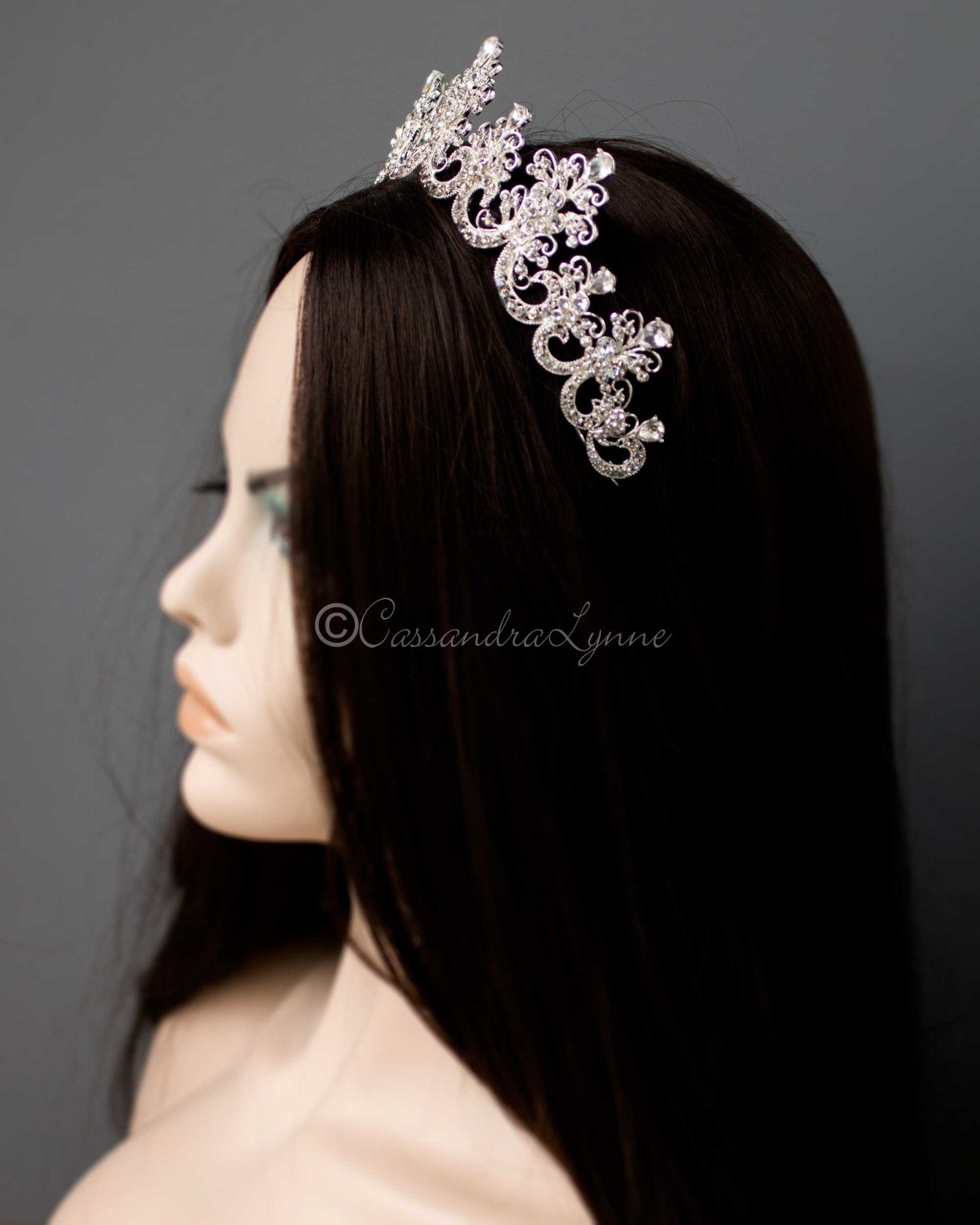 Silver Scalloped Bridal Crown - Tiara - Cassandra Lynne