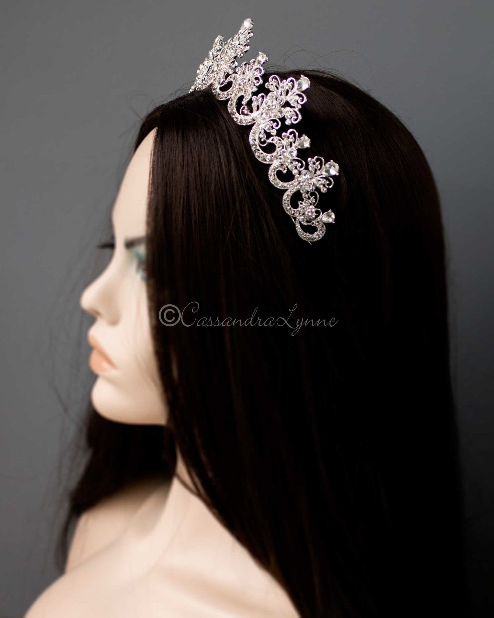 Silver Scalloped Bridal Crown - Tiara - Cassandra Lynne