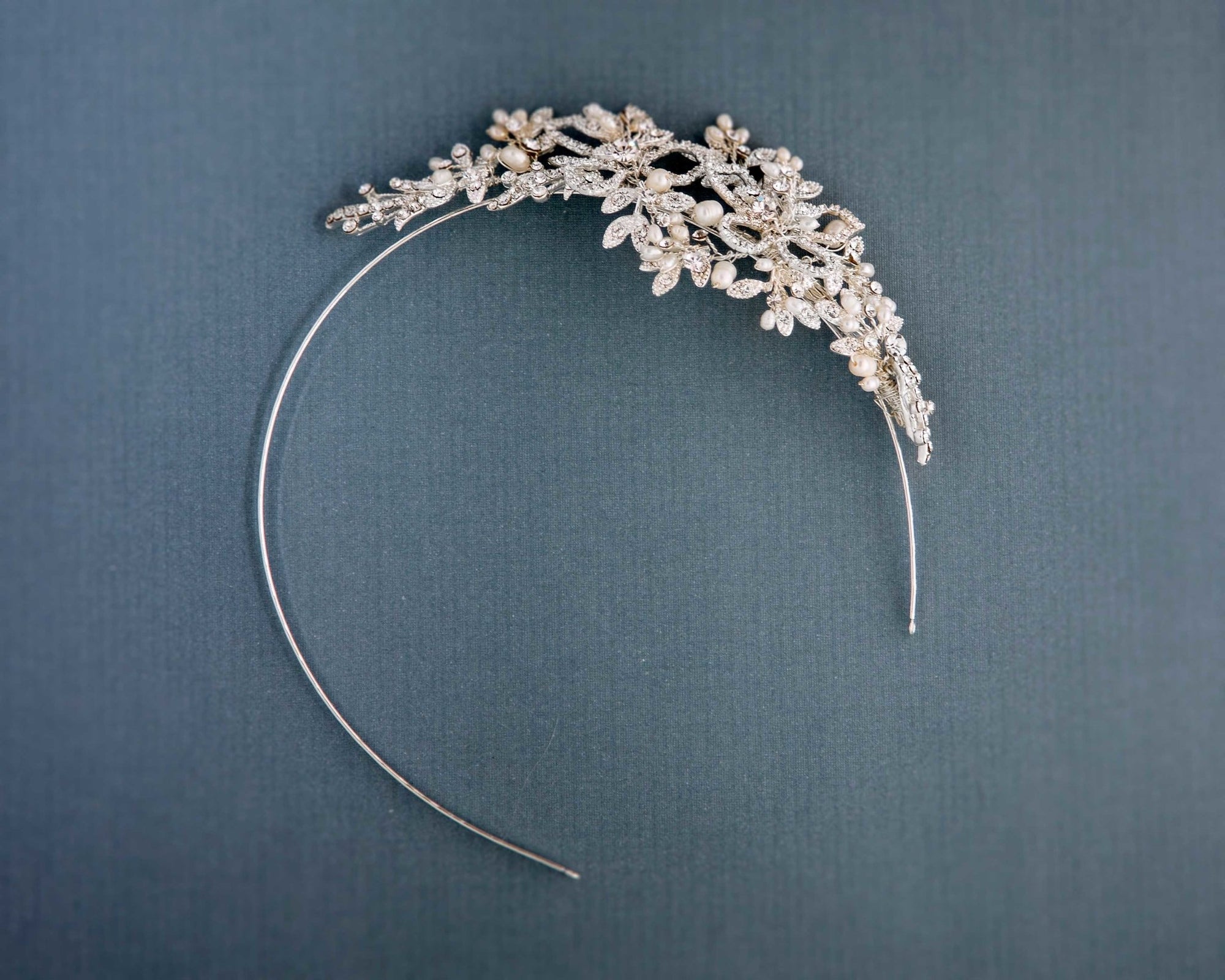 Silver Side Accent Headband with Freshwater Pearls - Cassandra Lynne