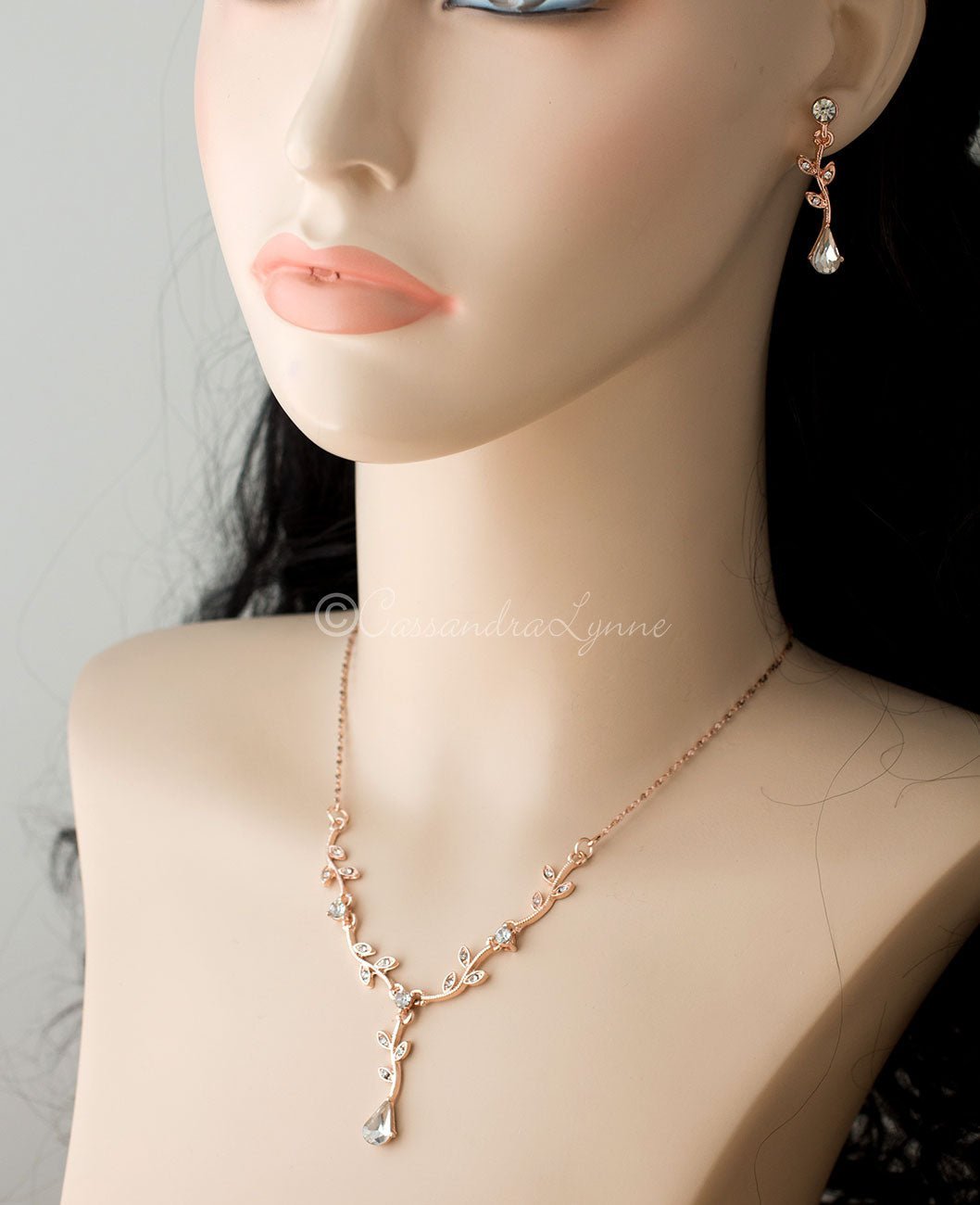 Simple Crystal Vine Necklace Set - Necklace Set - Cassandra Lynne