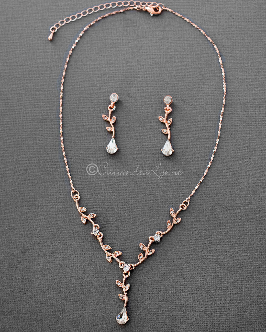 Simple Crystal Vine Necklace Set - Necklace Set - Cassandra Lynne
