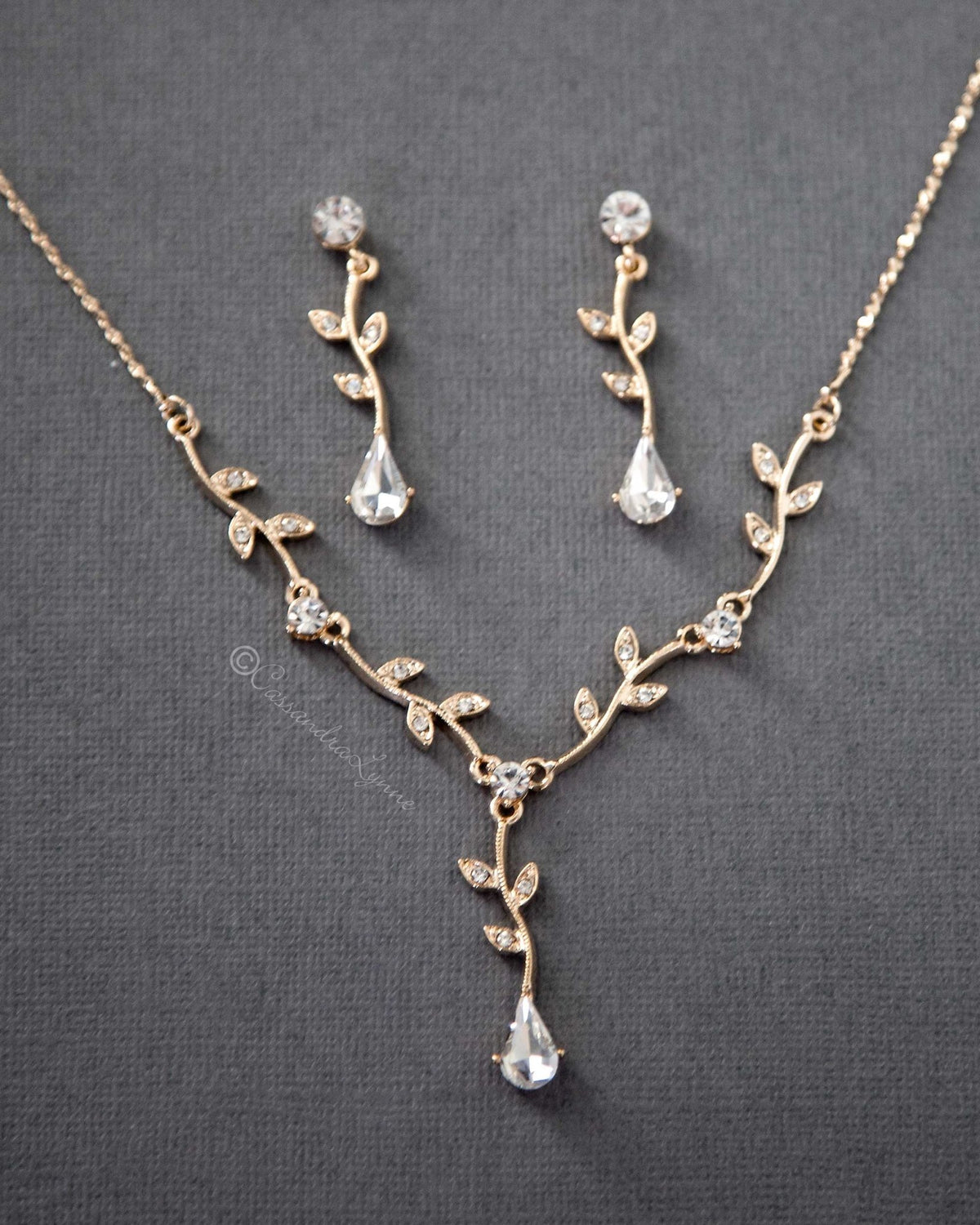 Simple Crystal Vine Necklace Set - Cassandra Lynne