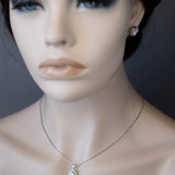 Simple CZ Halo Necklace and Earrings Set - Necklace Set - Cassandra Lynne