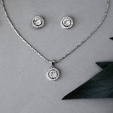 Simple CZ Halo Necklace and Earrings Set - Necklace Set - Cassandra Lynne