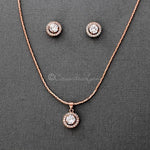 Simple CZ Halo Necklace and Earrings Set - Necklace Set - Cassandra Lynne