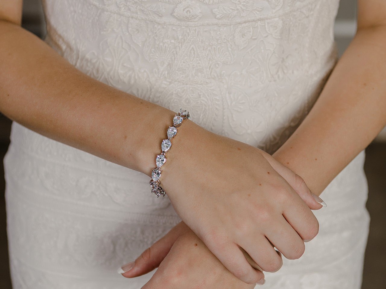 Simple Pear CZ Stones Bridal Bracelet - Cassandra Lynne