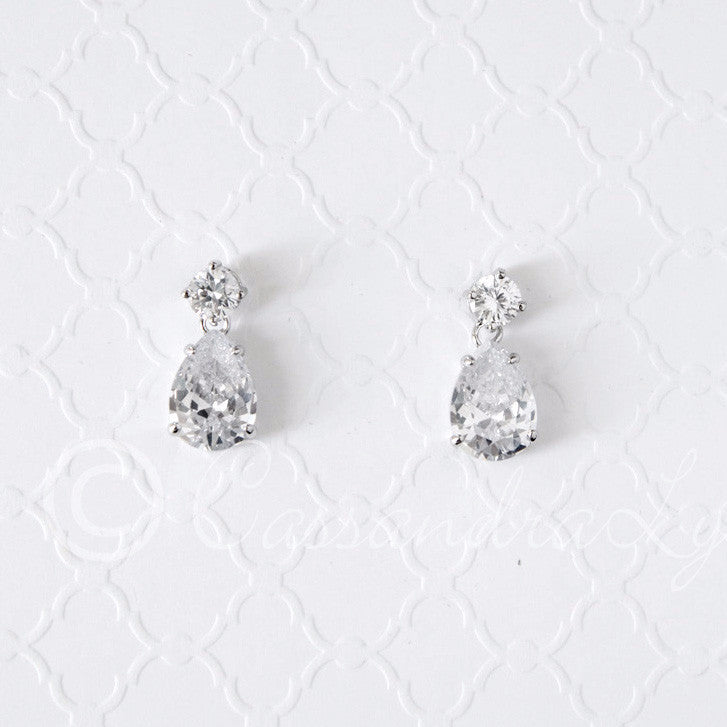Pear Drop Wedding Earrings - Cassandra Lynne