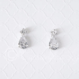 Simple Pear Drop Wedding Earrings - Cassandra Lynne