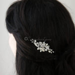 Small Crystal and Pearl Floral Hair Clip - Hair Clips - Cassandra Lynne
