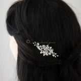 Small Crystal and Pearl Floral Hair Clip - Hair Clips - Cassandra Lynne