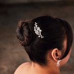 Small Crystal and Pearl Floral Hair Clip - Hair Clips - Cassandra Lynne