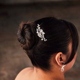 Small Crystal and Pearl Floral Hair Clip - Hair Clips - Cassandra Lynne