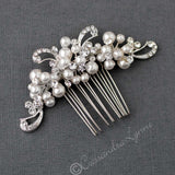 Small Silver Swirls and White Pearl Comb - Cassandra Lynne