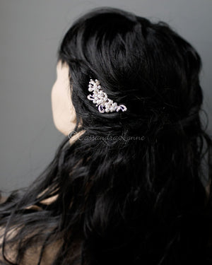 Small Silver Swirls and White Pearl Comb - Cassandra Lynne