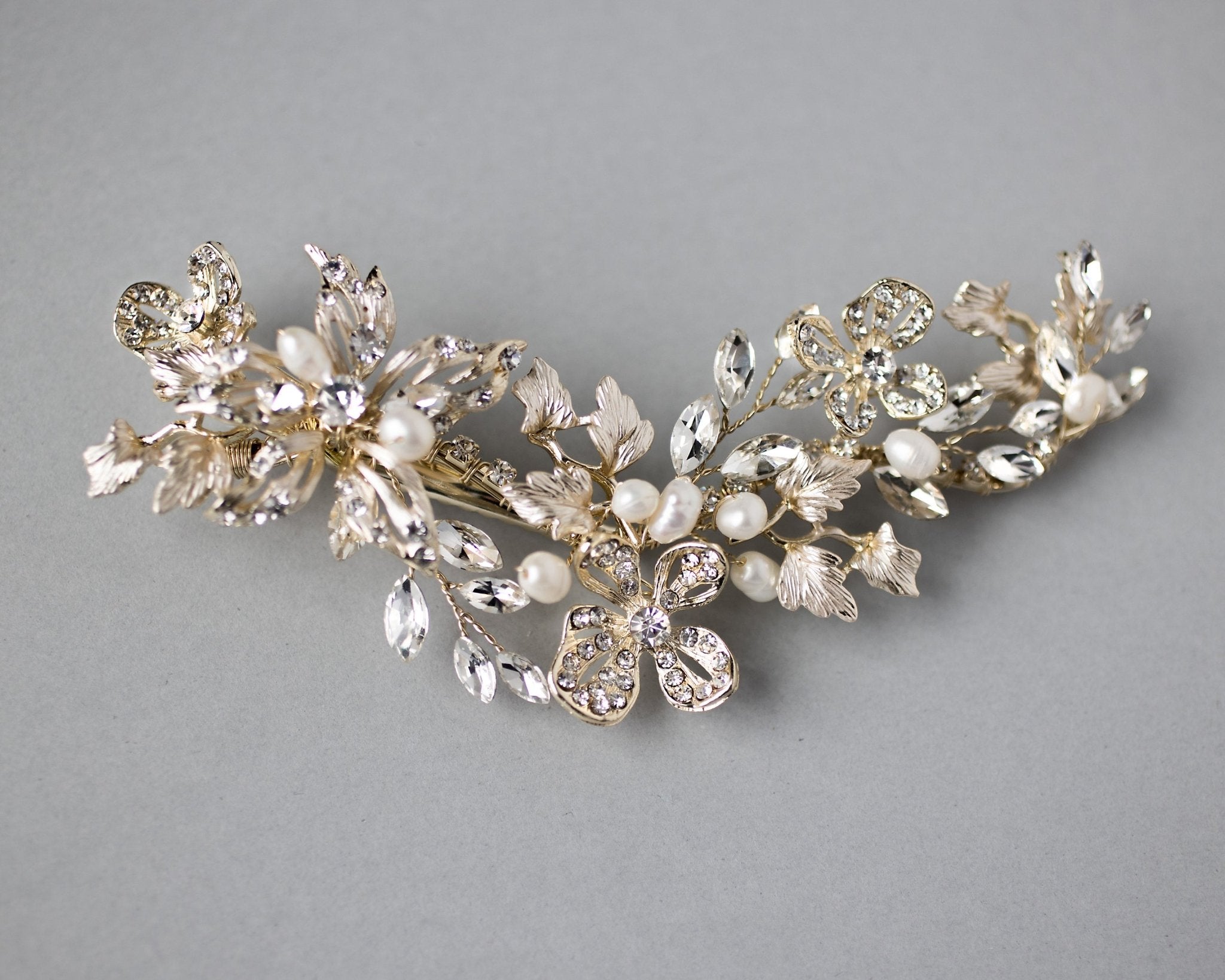 Star Flower Bridal Hair Clip With Pearls - Hair Clips - Cassandra Lynne