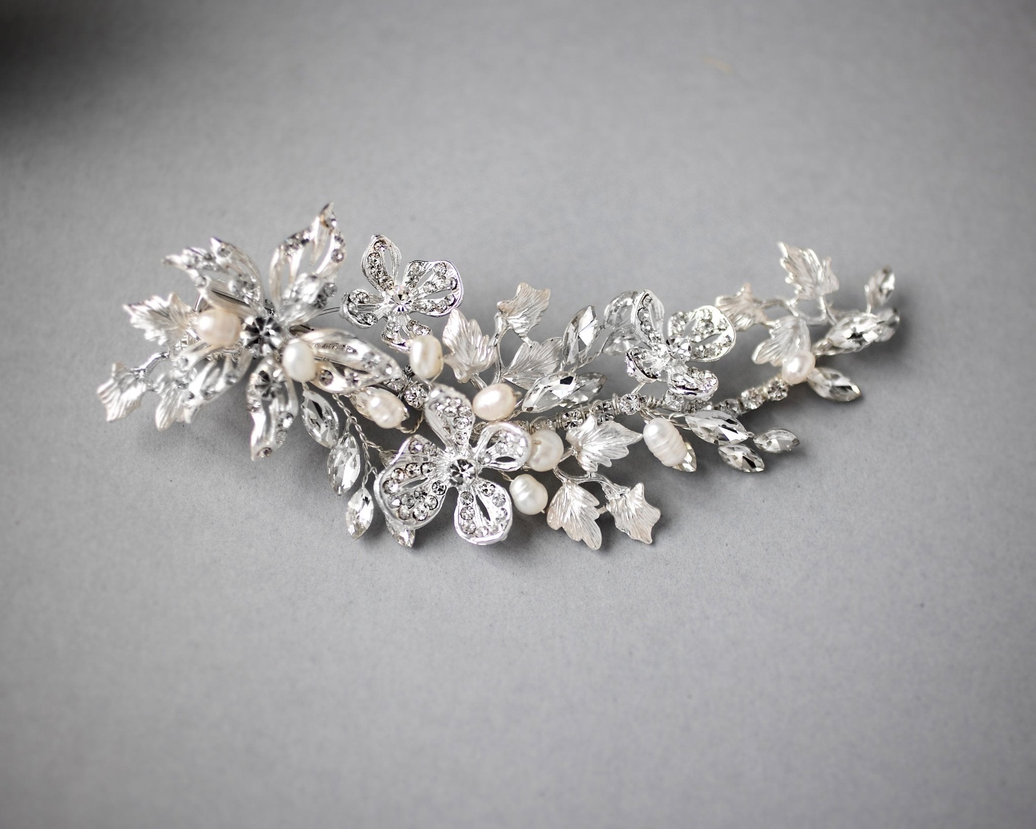 Star Flower Bridal Hair Clip With Pearls - Hair Clips - Cassandra Lynne