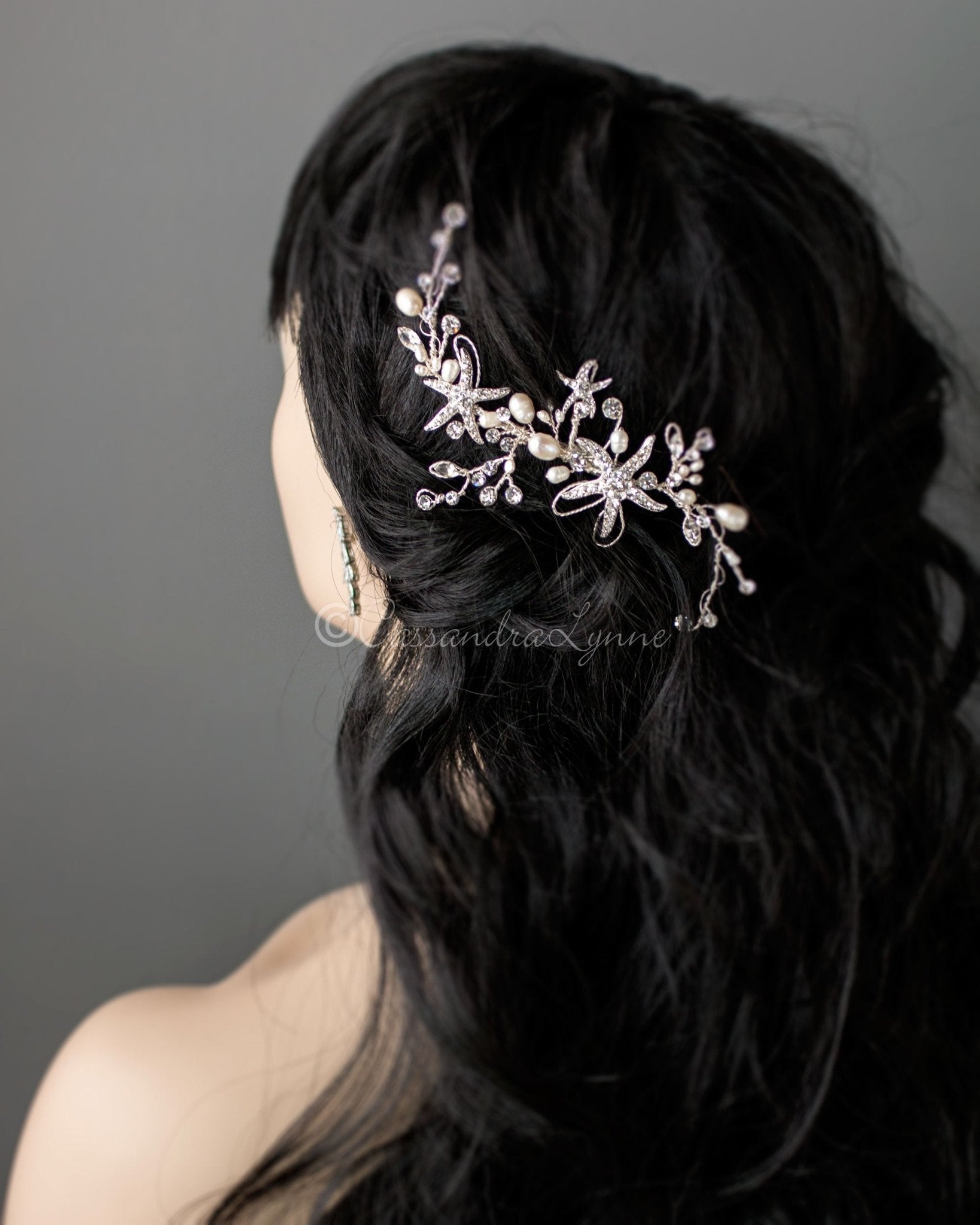 Starfish and Freshwater Pearl Hair Clip - Cassandra Lynne