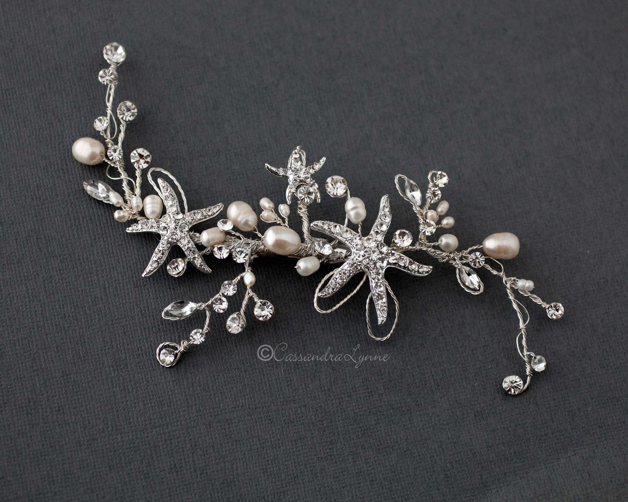 Starfish and Freshwater Pearl Hair Clip - Cassandra Lynne