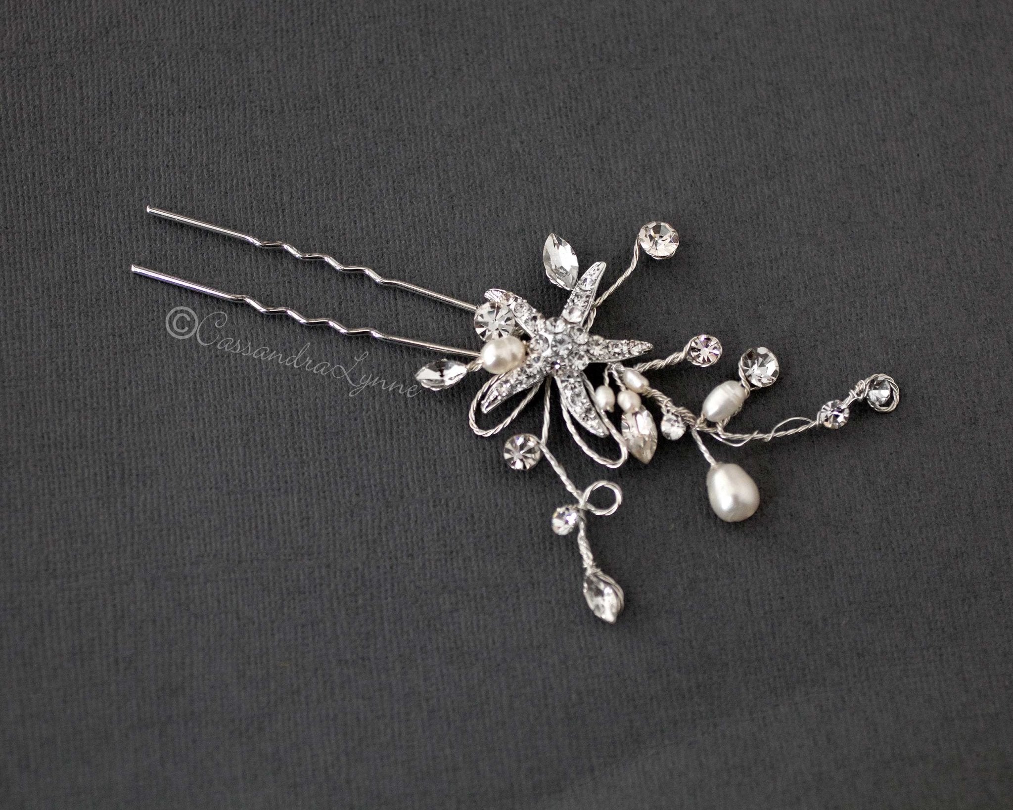 Starfish and Freshwater Pearl Hairpin Stick - Hair Pins - Cassandra Lynne