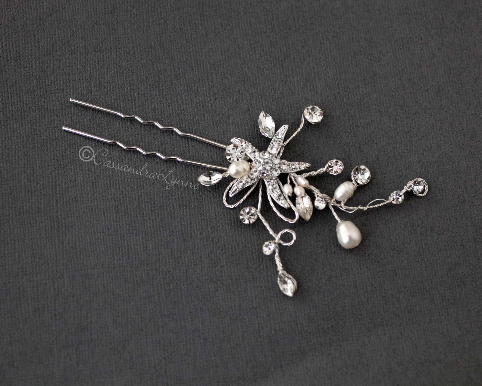 Starfish and Freshwater Pearl Hairpin Stick - Hair Pins - Cassandra Lynne