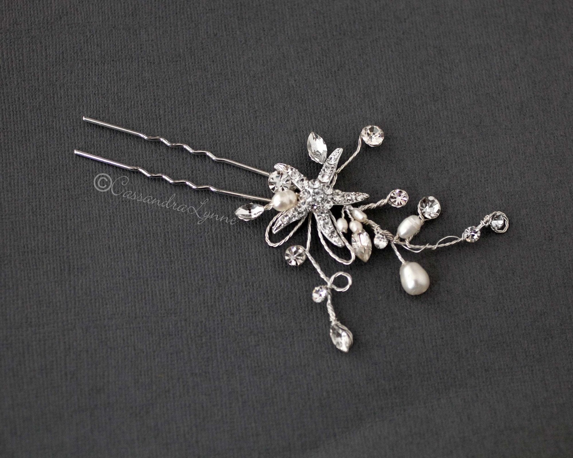 Starfish and Freshwater Pearl Hairpin Stick - Hair Pins - Cassandra Lynne
