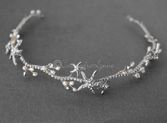 Starfish and Pearl Wedding Headpiece Headband - Headband - Cassandra Lynne