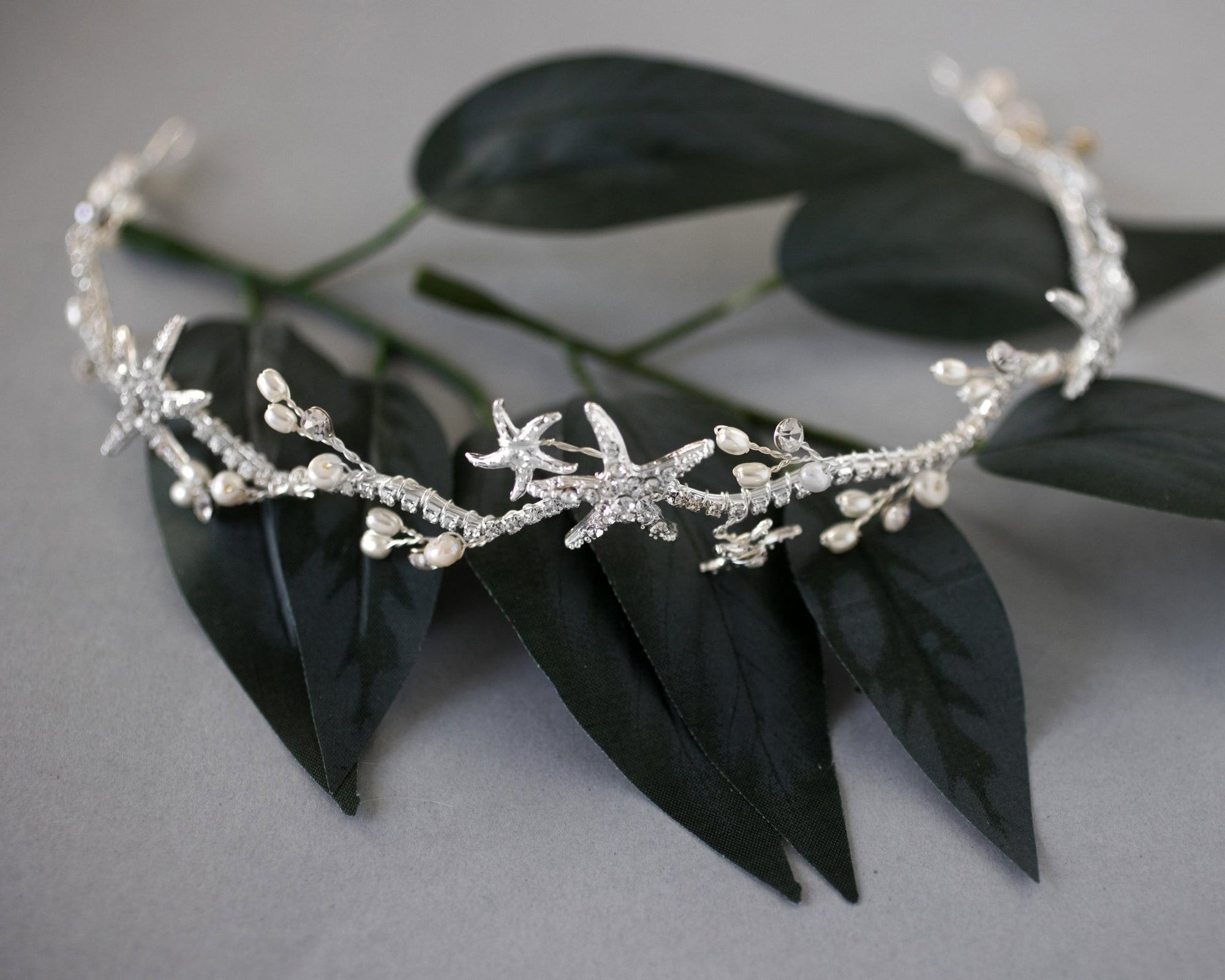 Starfish and Pearl Wedding Headpiece Headband - Headband - Cassandra Lynne
