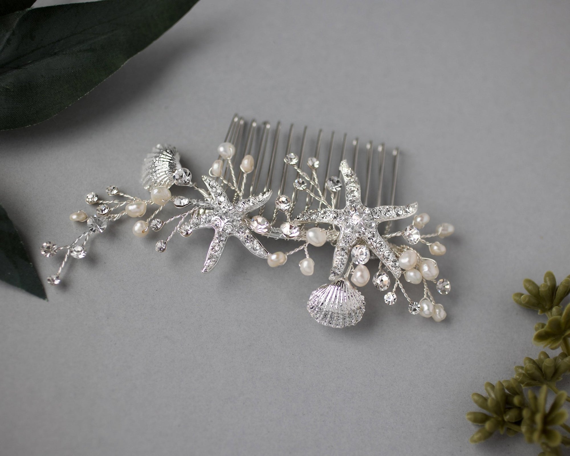Starfish and Shell Mermaid Hair Comb - Hair Comb - Cassandra Lynne