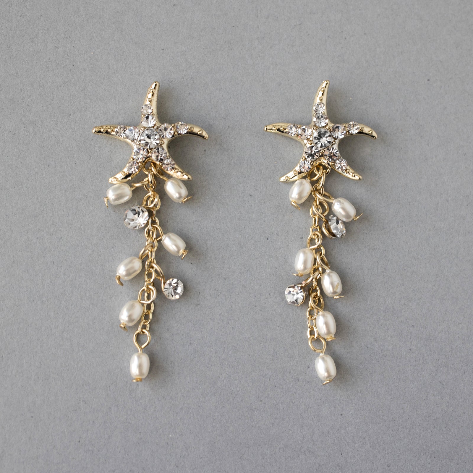 Starfish Dangle Earrings with Pearls