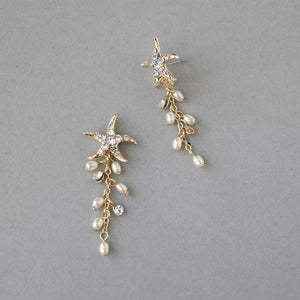 Starfish Dangle Earrings with Pearls