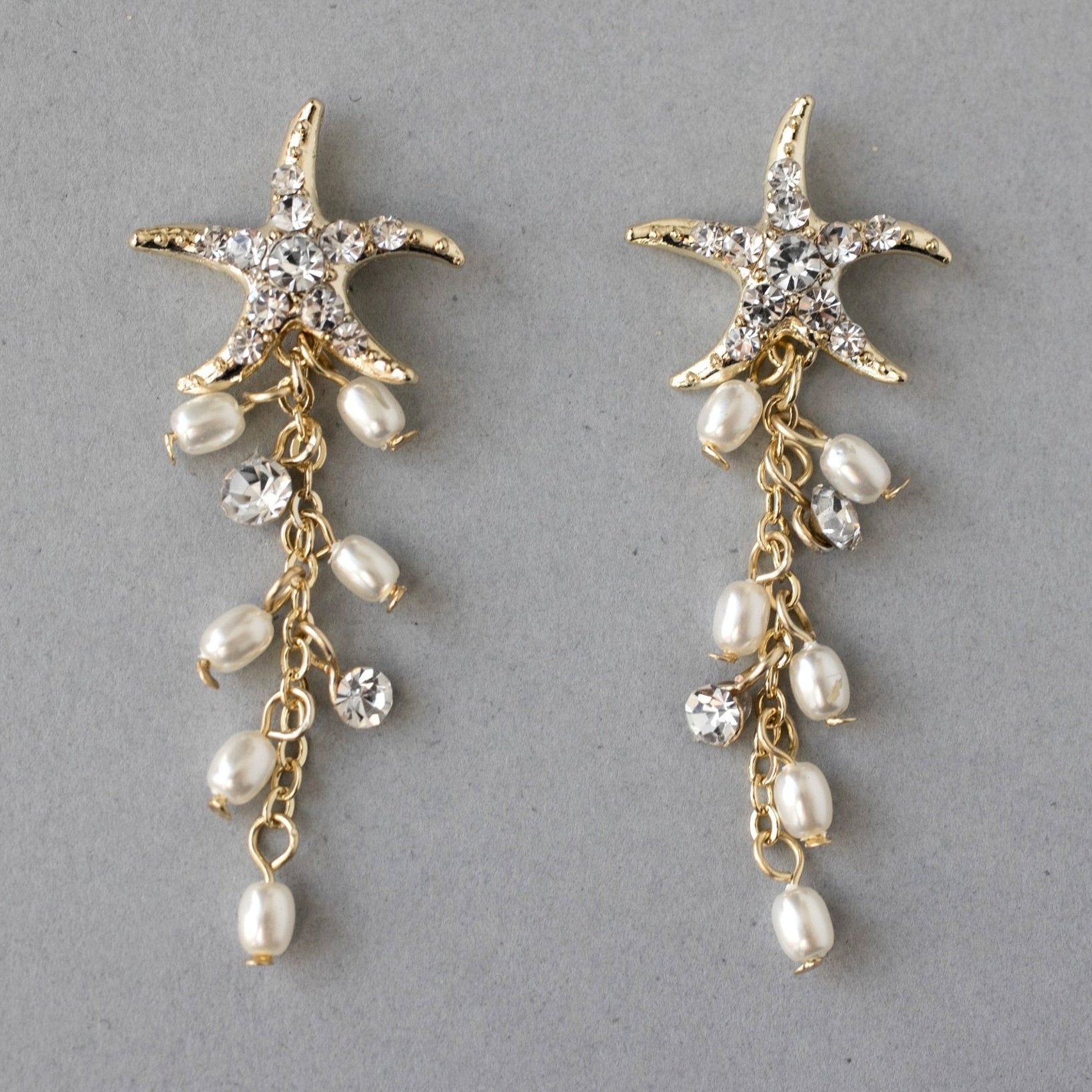 Starfish Dangle Earrings with Pearls - Earrings - Cassandra Lynne