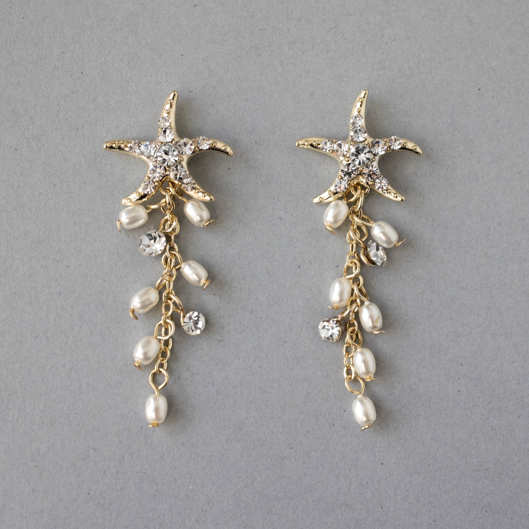 Starfish Dangle Earrings with Pearls - Earrings - Cassandra Lynne