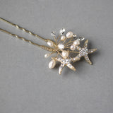 Starfish Hair Pin with Pearls in Light Gold - Hair Pins - Cassandra Lynne